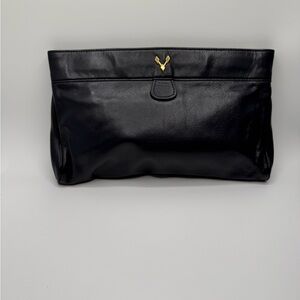 Black Leather Letisse Clutch Bag